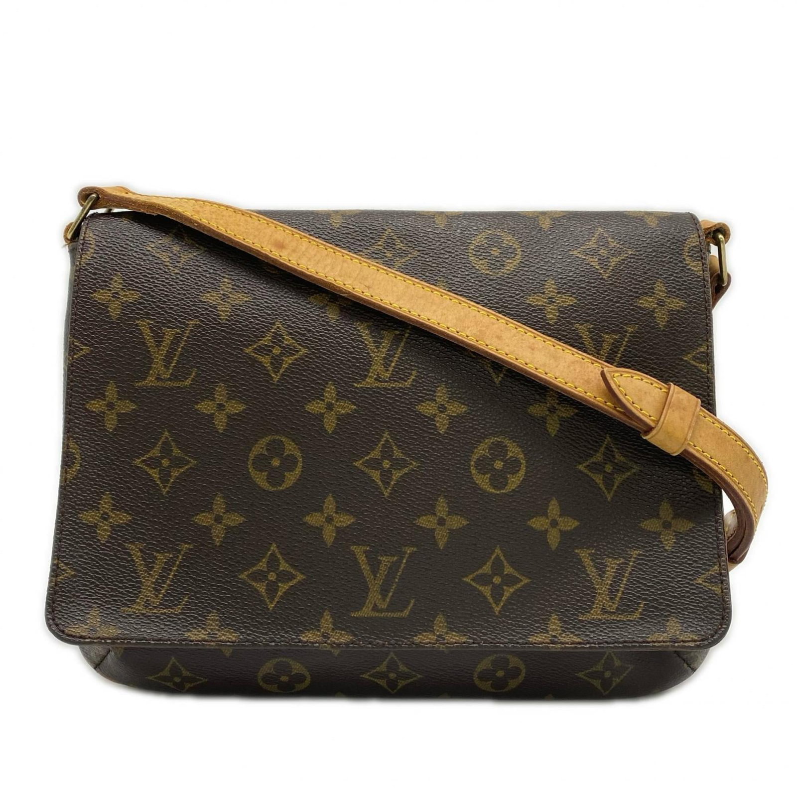 Louis Vuitton Coated Canvas Leather Shoulder Bag: Louis Vuitton Coated Canvas Leather Shoulder Bag A timeless and sophisticated shoulder bag, this Louis Vuitton Coated Canvas Leather tote boasts classic brown leather accents and durable coated canvas
