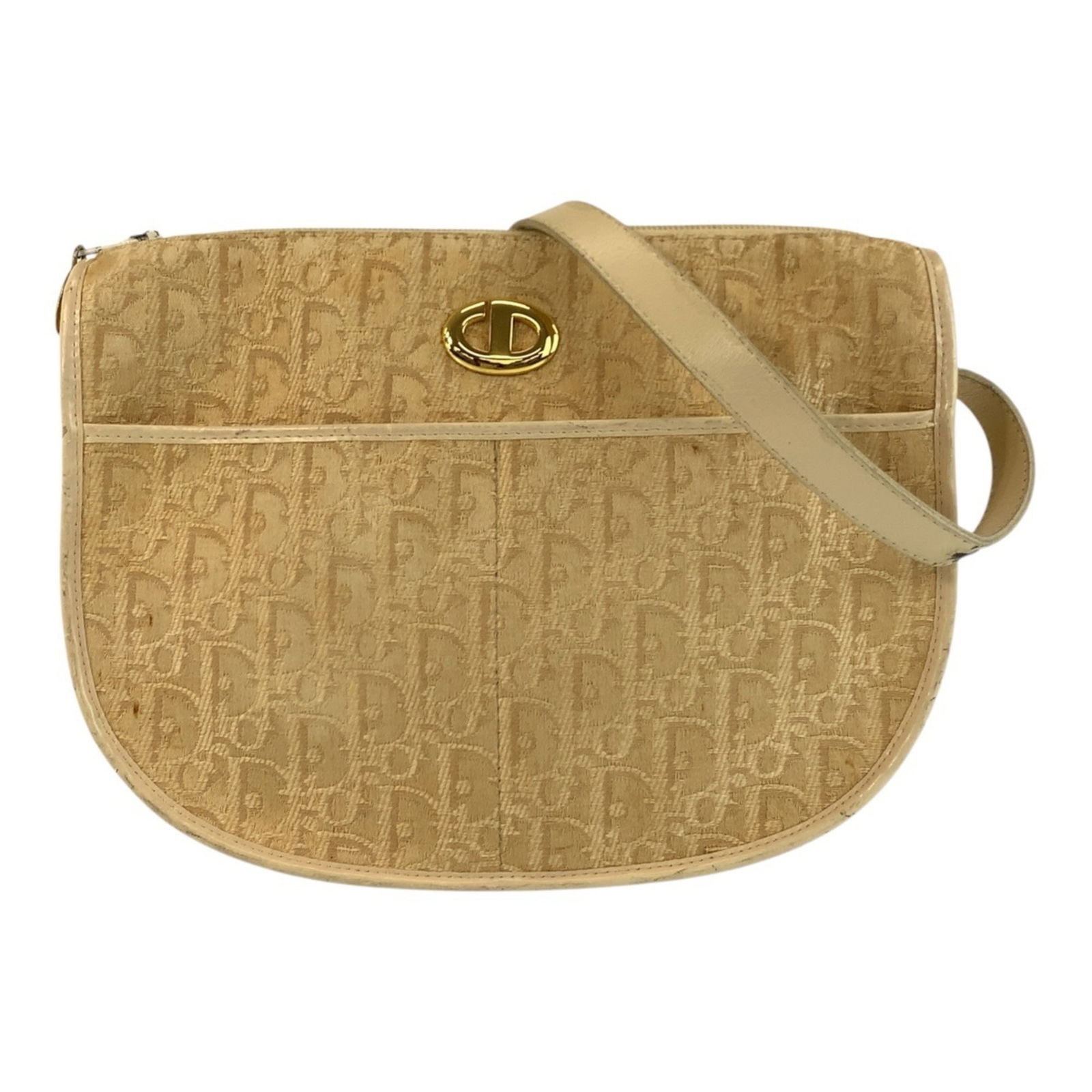 Christian Dior Pochette Shoulder Bag in Canvas and Leather: Christian Dior Pochette Shoulder Bag in Canvas and Leather Elevate your everyday style with the iconic Christian Dior Pochette Shoulder Bag, crafted from high-quality canvas and supple leather in a ti