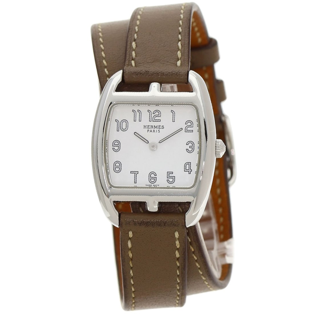 Leather HERMES Cape Cod Double Tour Etoupe Watches CT1.210 Stainless Steel/ (1 of 20)