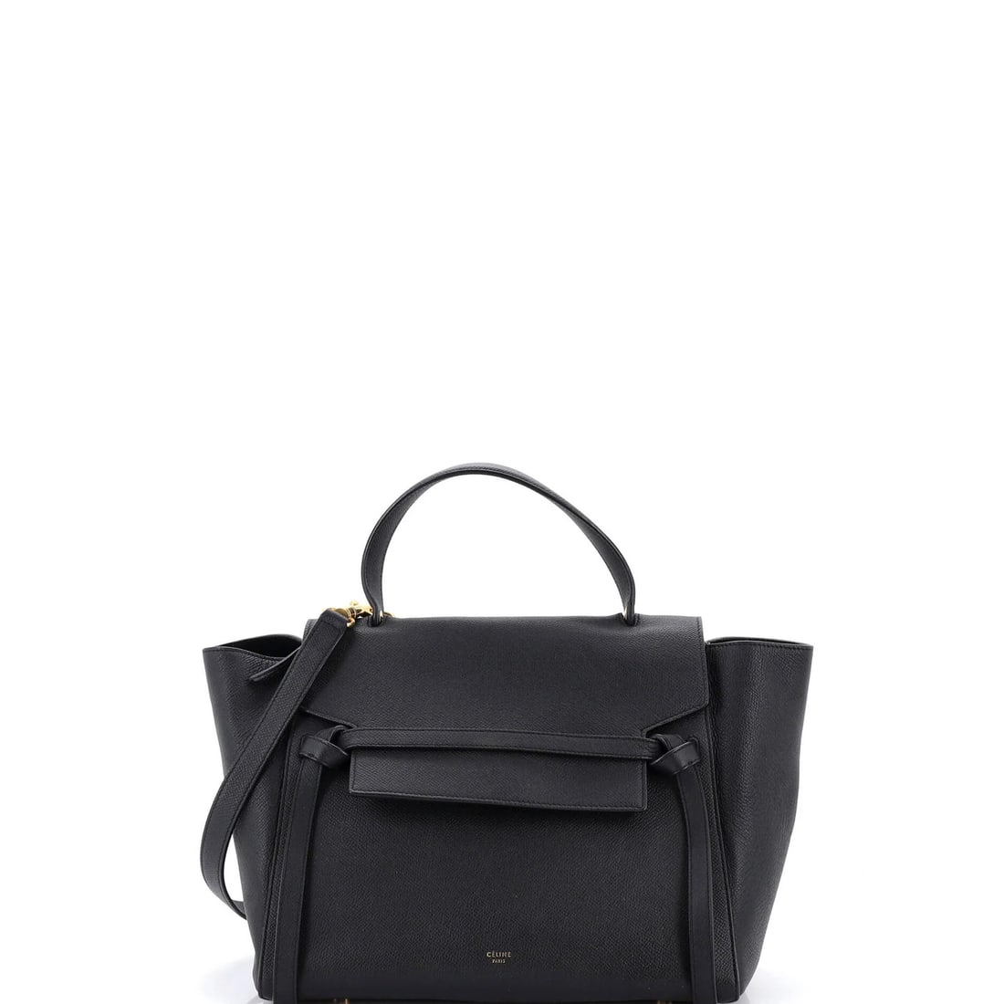 Celine Mini Textured Leather Belt Bag: Celine Mini Textured Leather Belt Bag Elevate your everyday style with the Celine Mini Textured Leather Belt Bag, boasting sleek black exterior and rich suede interior. Its textured leather exterior a
