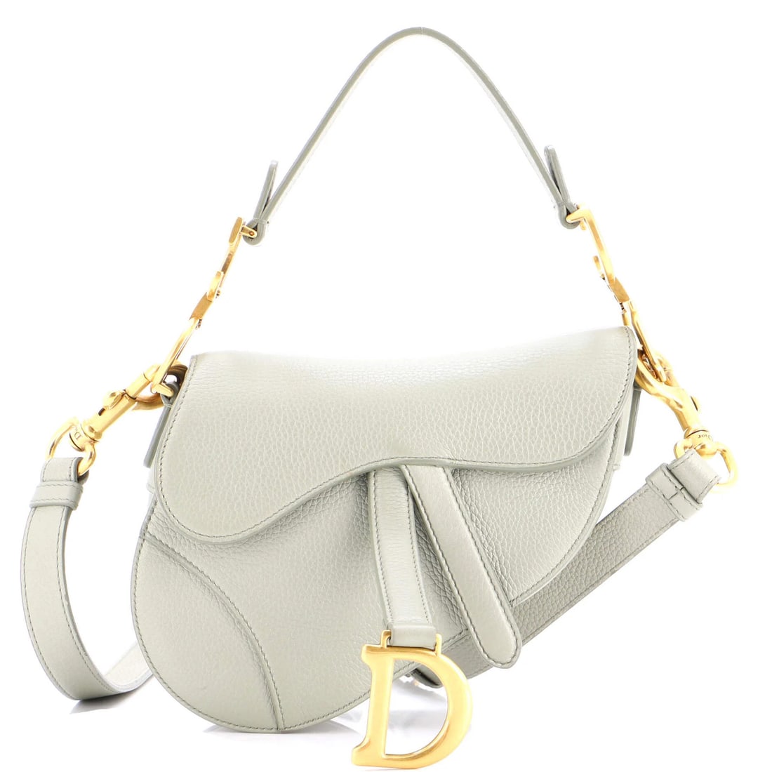 Christian Dior Saddle Leather Mini Handbag with Strap: Christian Dior Saddle Leather Mini Handbag with Strap A stunning mini handbag from the iconic Christian Dior Saddle collection, this green leather tote boasts sleek lines and effortless