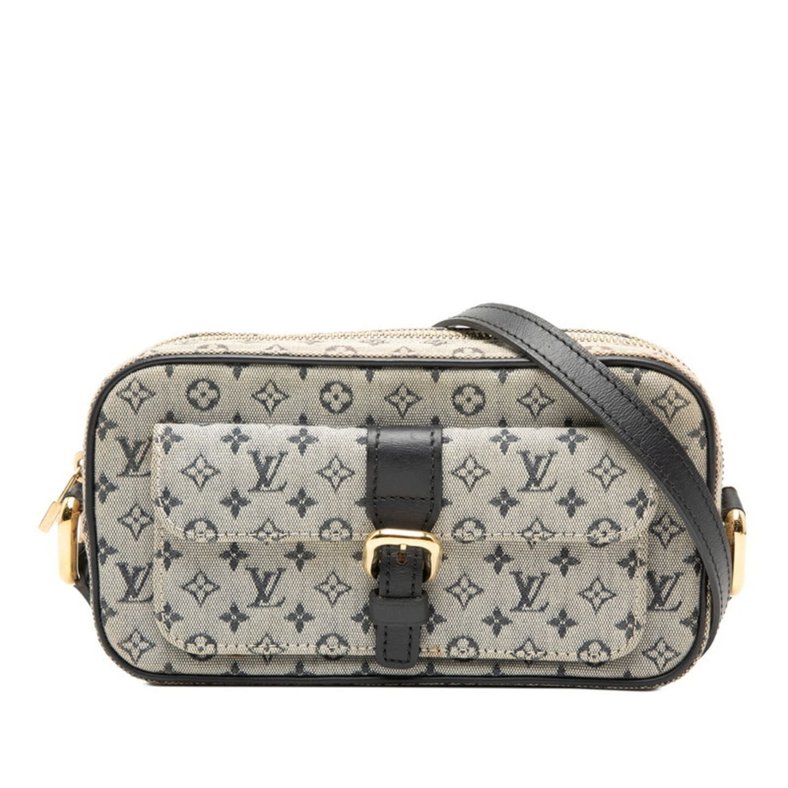 Louis Vuitton Canvas and Leather Shoulder Bag: Louis Vuitton Canvas and Leather Shoulder Bag A timeless Louis Vuitton shoulder bag, crafted from durable canvas and supple leather in a versatile gray and navy color combination. With its classic
