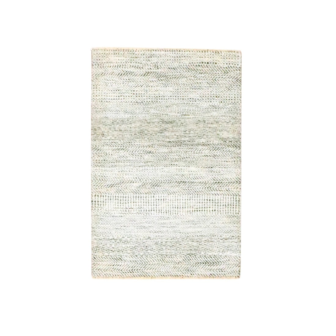 Rug 2'x3' Beige Modern Grass Design Undyed Natural Wool Hand Knotted Mat: Rug 2'x3' Beige Modern Grass Design Undyed Natural Wool Hand Knotted Mat Experience the warmth and texture of natural wool with this stunning 2'x3' hand-knotted rug from India, featuring an undyed