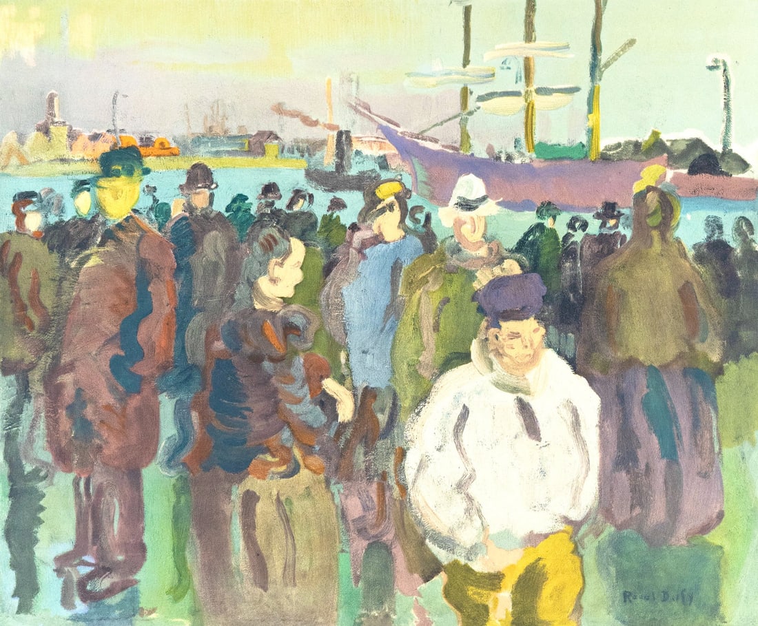 Raoul Dufy Lithograph, Quai a Rouen, Collection Pierre Lvy: Raoul Dufy Lithograph, Quai a Rouen, Collection Pierre Lvy A stunning lithograph by Raoul Dufy, Quai ? Rouen is a rare gem from the esteemed Collection Pierre Levy series. Printed in 1969 on