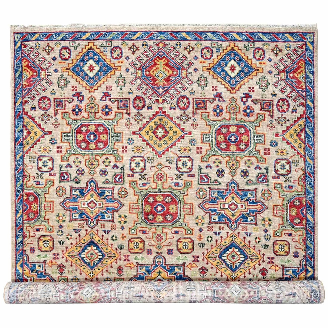 Rug 9'10"x13'10" Camel Geometric Design Hand Knotted Oversize Oriental (1 of 11)