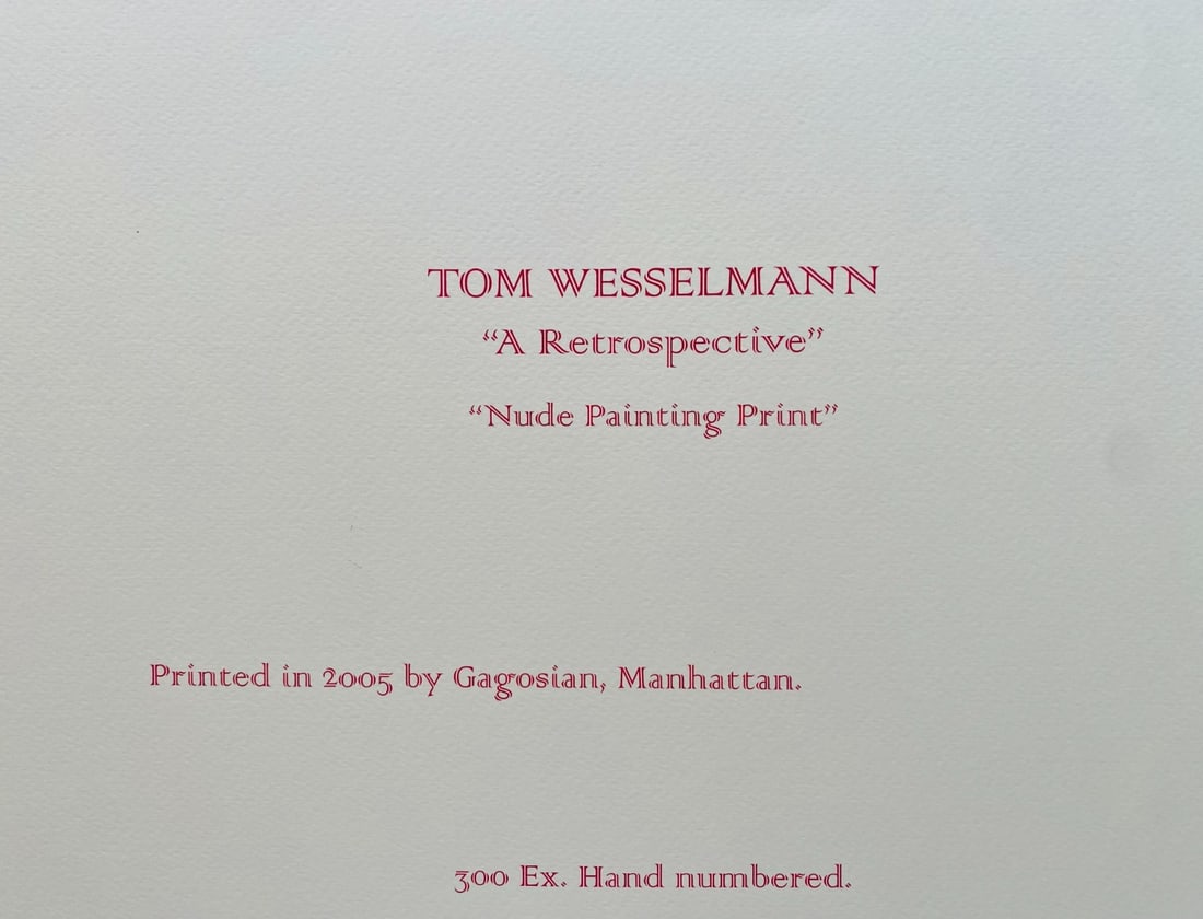 Numbered Tom Wesselmann Lithograph Handmade Op - 7