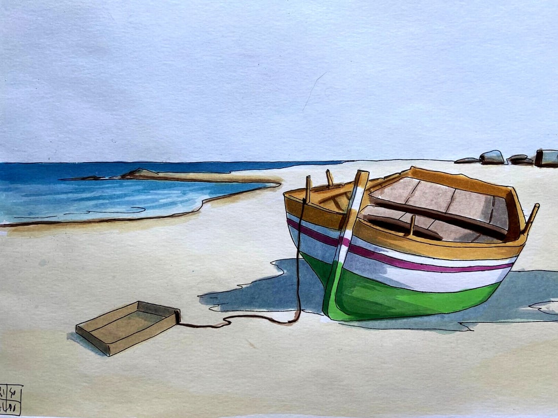 Aldo Riso 'Marina Ionica' Painted Etching (35x100) Authenticated: Aldo Riso 'Marina Ionica' Painted Etching (35x100) Authenticated Authentic Italian masterpiece, "Marina Ionica", is a stunning hand-painted etching by renowned artist Aldo Riso. Measuring 35x100cm