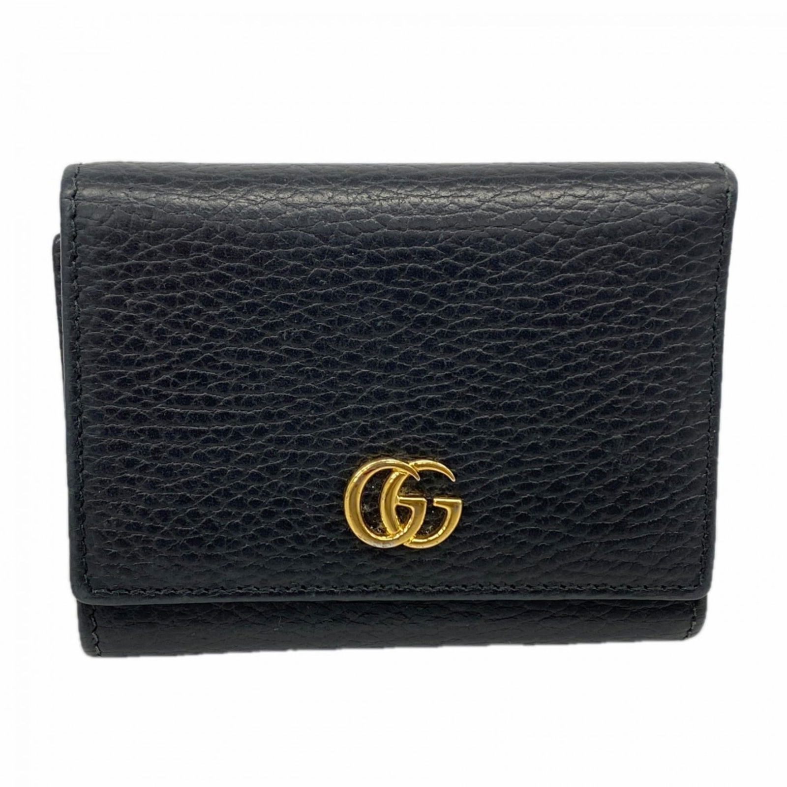 Gucci Tri-Fold Leather Wallet: Gucci Tri-Fold Leather Wallet A sleek and sophisticated Gucci tri-fold leather wallet, perfect for adding a touch of luxury to your daily essentials. With its classic design and high-quality black lea