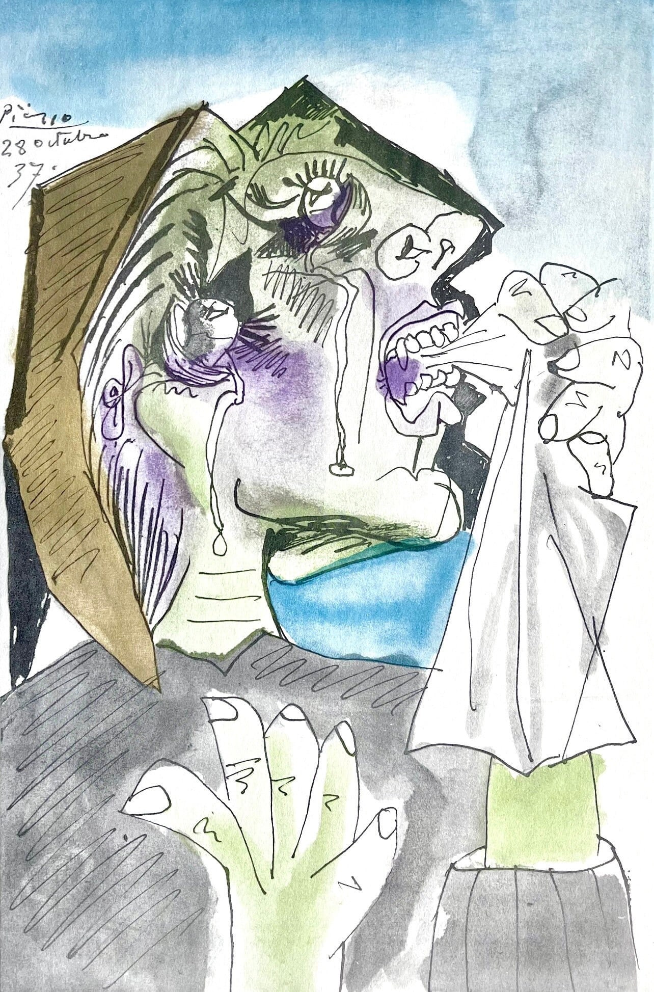 Lithograph - Pablo Picasso - Weeping Woman (Orozco 95) - Picasso: Fifteen Drawings: Lithograph - Pablo Picasso - Weeping Woman (Orozco 95) - Picasso: Fifteen Drawings A rare opportunity to own a piece of art history, this 1946 lithograph by Pablo Picasso is part of the limited editio