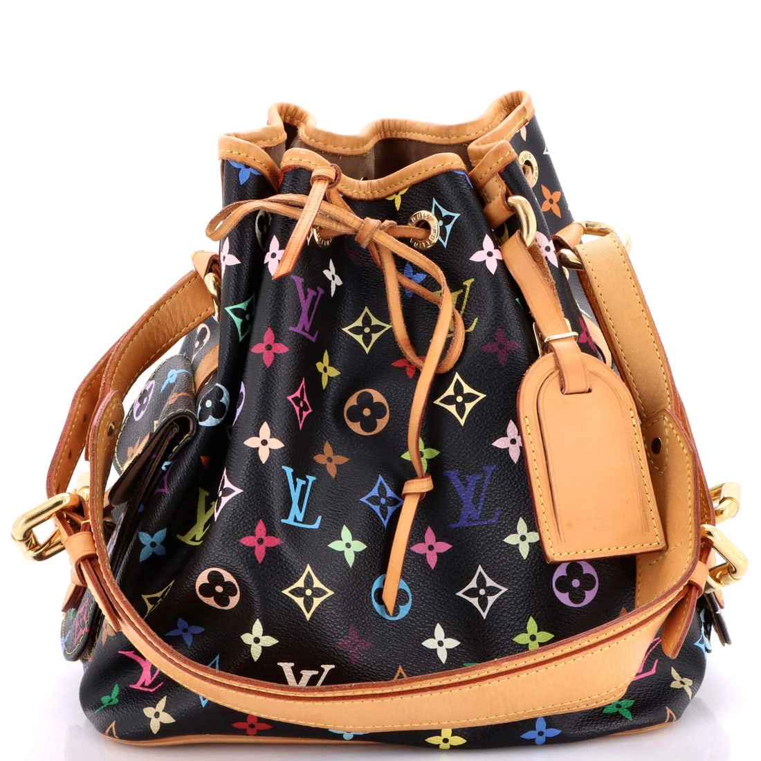 Louis Vuitton Petit Noe Monogram Multicolor Handbag: Louis Vuitton Petit Noe Monogram Multicolor Handbag A rare opportunity to own a vibrant and eclectic Louis Vuitton Petit Noe Monogram Multicolor handbag, boasting its iconic multicolored monogram