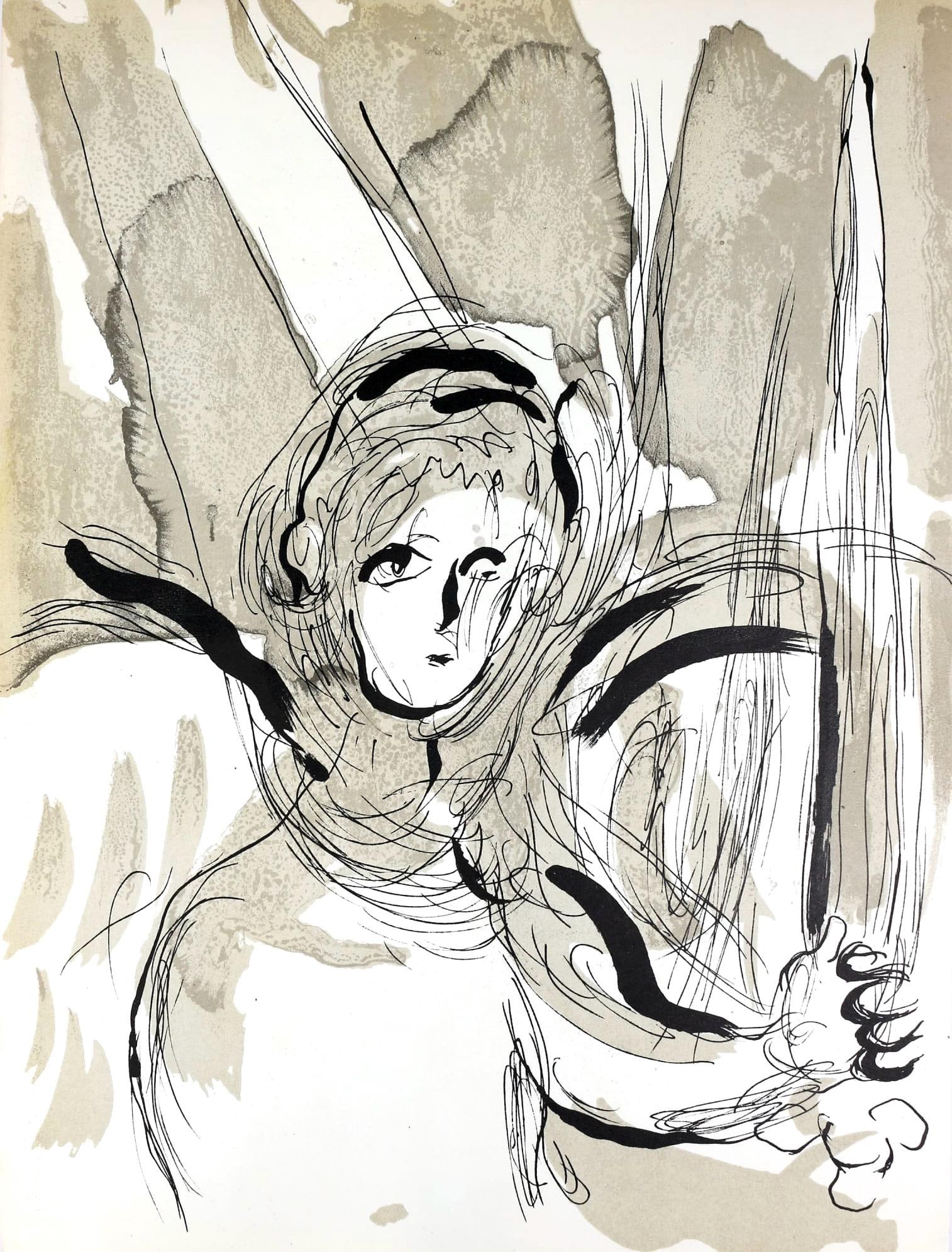 Lithograph - Marc Chagall - L'ange l'pe (Mourlot 117-46; Cramer 25) - Dessins Pour La Bible - Verve: Lithograph - Marc Chagall - L'ange l'pe (Mourlot 117-46; Cramer 25) - Dessins Pour La Bible - Verve - Revue This rare lithograph by Marc Chagall, L'ange l'?pe (Mourlot 117-46; Cramer 25), is a