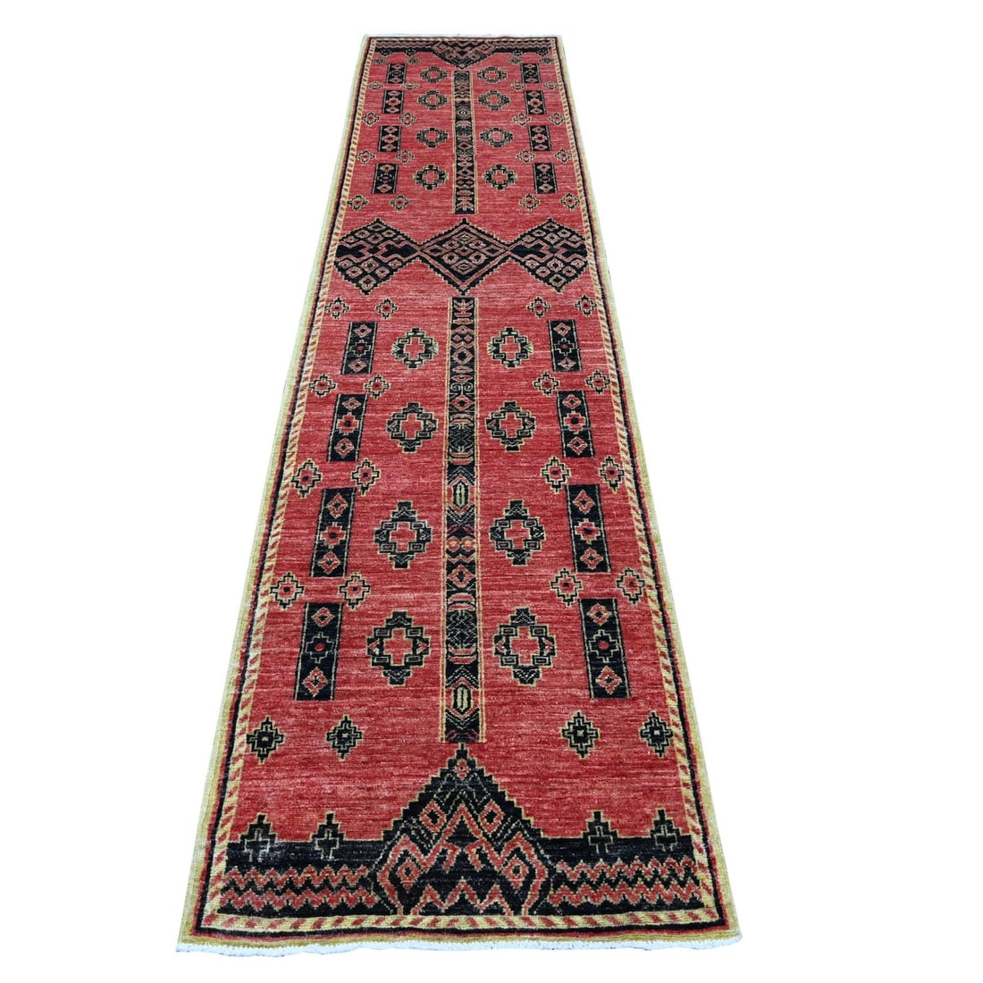 Indian Red Peshawar with Berber Influence Runner Oriental Rug (2'7"x11'2") (1 of 6)