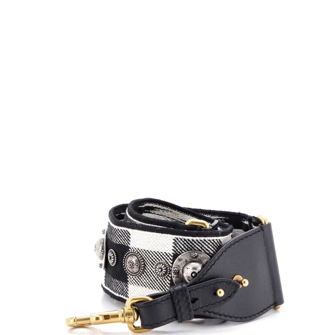 Christian Dior Embellished Canvas Shoulder Strap: Christian Dior Embellished Canvas Shoulder Strap A stunning Christian Dior embellished canvas shoulder strap adds a touch of luxury to any handbag or outfit. With its sleek oblique design, aged gold h