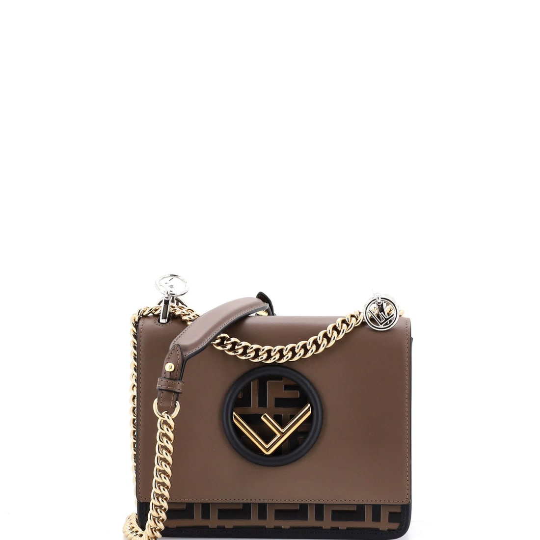 Fendi Kan I F Small Leather Shoulder Bag with Zucca Embossed Detail: Fendi Kan I F Small Leather Shoulder Bag with Zucca Embossed Detail Elevate your everyday style with the iconic Fendi Kan I F Small Leather Shoulder Bag, boasting a timeless design and luxurious