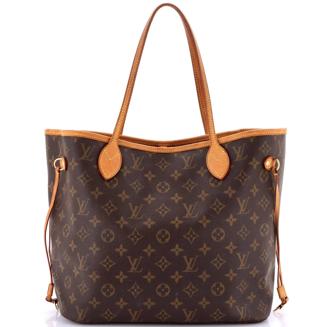 Louis Vuitton Neverfull MM Monogram Canvas Tote: Louis Vuitton Neverfull MM Monogram Canvas Tote Experience the timeless elegance of Louis Vuitton with this iconic Neverfull MM Monogram Canvas Tote, boasting a rich brown exterior and neutral