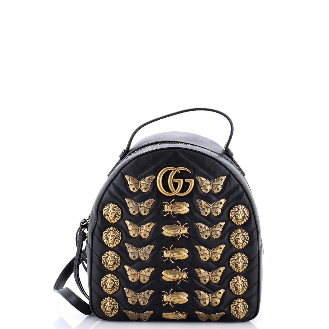 Gucci GG Marmont Small Embellished Matelasse Leather Backpack: Gucci GG Marmont Small Embellished Matelasse Leather Backpack Elevate your everyday style with the iconic Gucci GG Marmont Small Embellished Matelasse Leather Backpack, boasting sleek black exterior