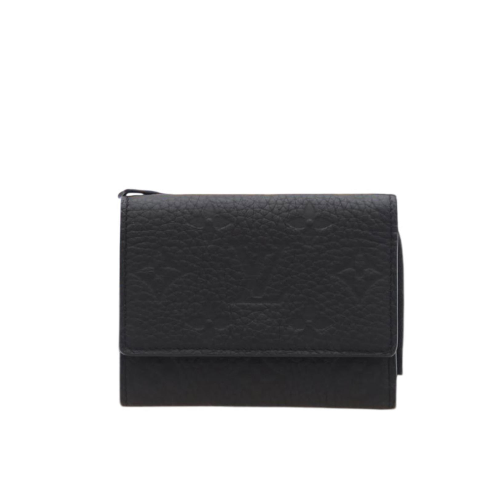 Louis Vuitton Tri-Fold Leather Wallet: Louis Vuitton Tri-Fold Leather Wallet A classic Louis Vuitton tri-fold leather wallet, perfect for the discerning gentleman, boasts its iconic monogram pattern and durable black leather construction.