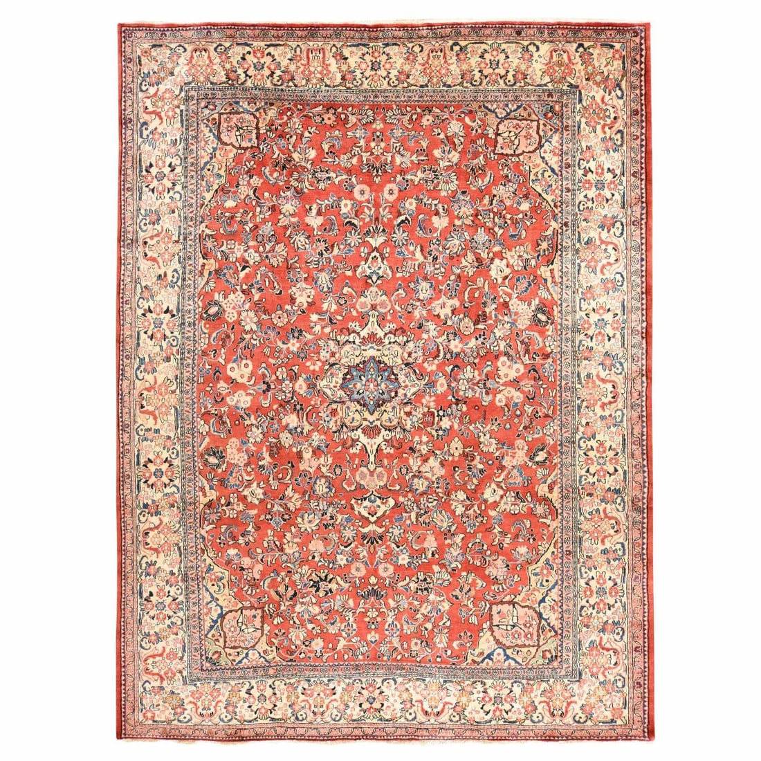 Rug 9'9"x13' Salsa Red Vintage Zoroastrian Mahal Soft Wool Hand Knotted (1 of 11)