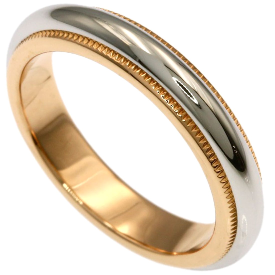 PT950 TIFFANY&Co. Milgrain Ring K18 Pink Gold: PT950 TIFFANY&Co. Milgrain Ring K18 Pink Gold A stunning Tiffany&Co. Milgrain Ring in K18 Pink Gold, this timeless piece exudes elegance with its intricate milgrain details and sleek silver-toned