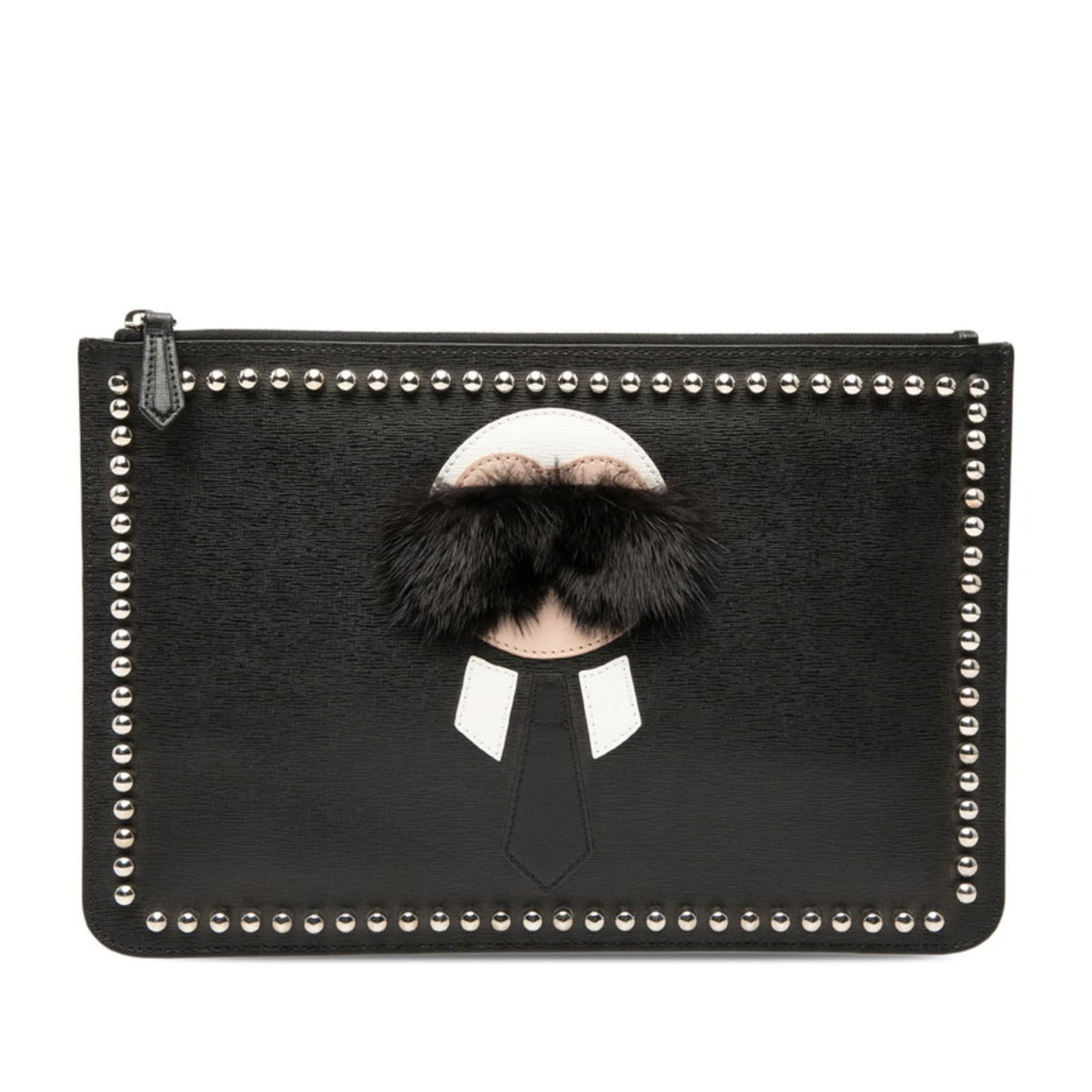 Fur Fendi Clutch Bag Leather: Fur Fendi Clutch Bag Leather Elevate your evening look with the iconic Fendi Clutch Bag, crafted from luxurious black leather and adorned with a touch of fur for added sophistication. This stylish