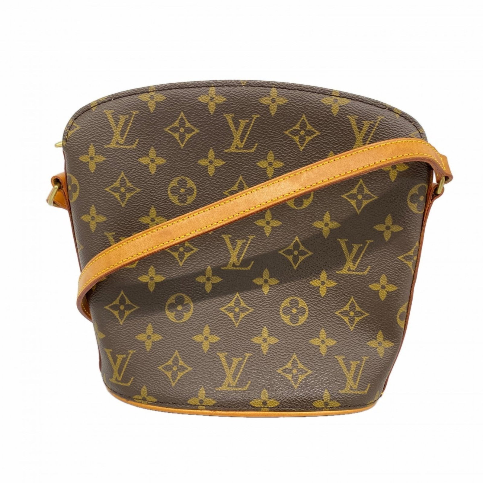 Bag Louis Vuitton Shoulder: Bag Louis Vuitton Shoulder A pre-loved Louis Vuitton shoulder bag in rich brown leather, boasting the iconic monogram pattern and timeless design that exudes luxury and sophistication. With its