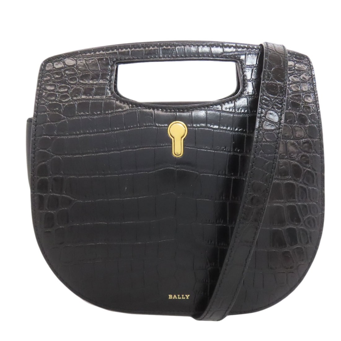 Leather BALLY Embossing Handbag: Leather BALLY Embossing Handbag Elevate your style with the sleek and sophisticated Leather BALLY Embossing Handbag, crafted from rich black leather that exudes luxury and sophistication. The classic