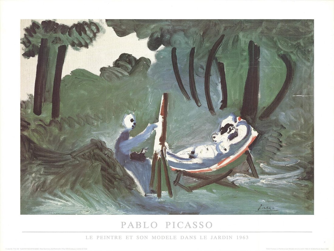 PABLO PICASSO Le Peintre Et Son Modele Dans Jardin 17.75" x 23.5" Poster 1989 (1 of 1)