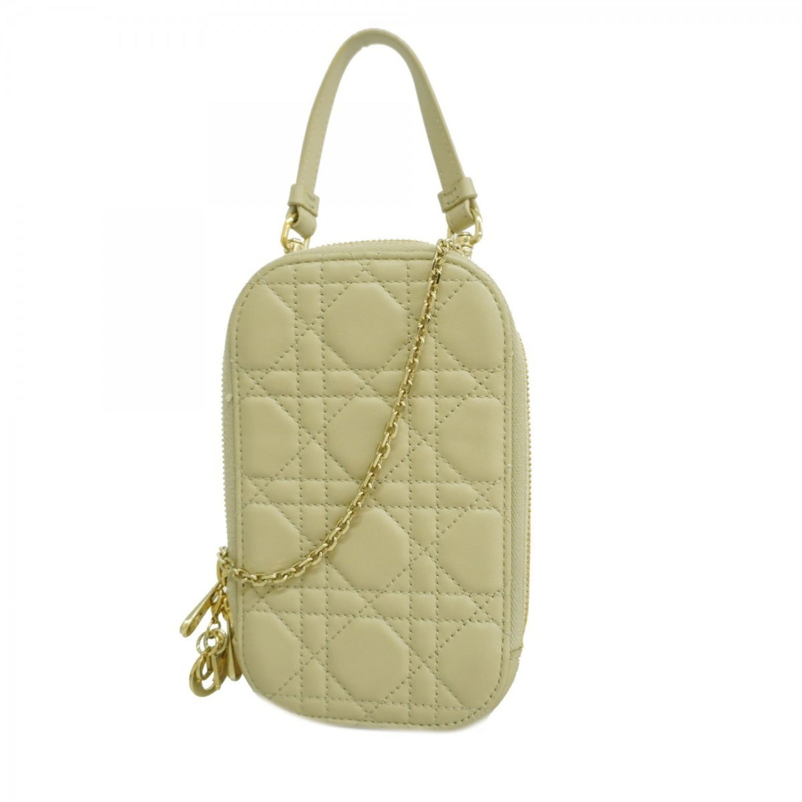 Christian Dior Leather Pouch: Christian Dior Leather Pouch A timeless and elegant accessory, this Christian Dior leather pouch boasts a classic beige color and champagne gold hardware that adds a touch of sophistication to any