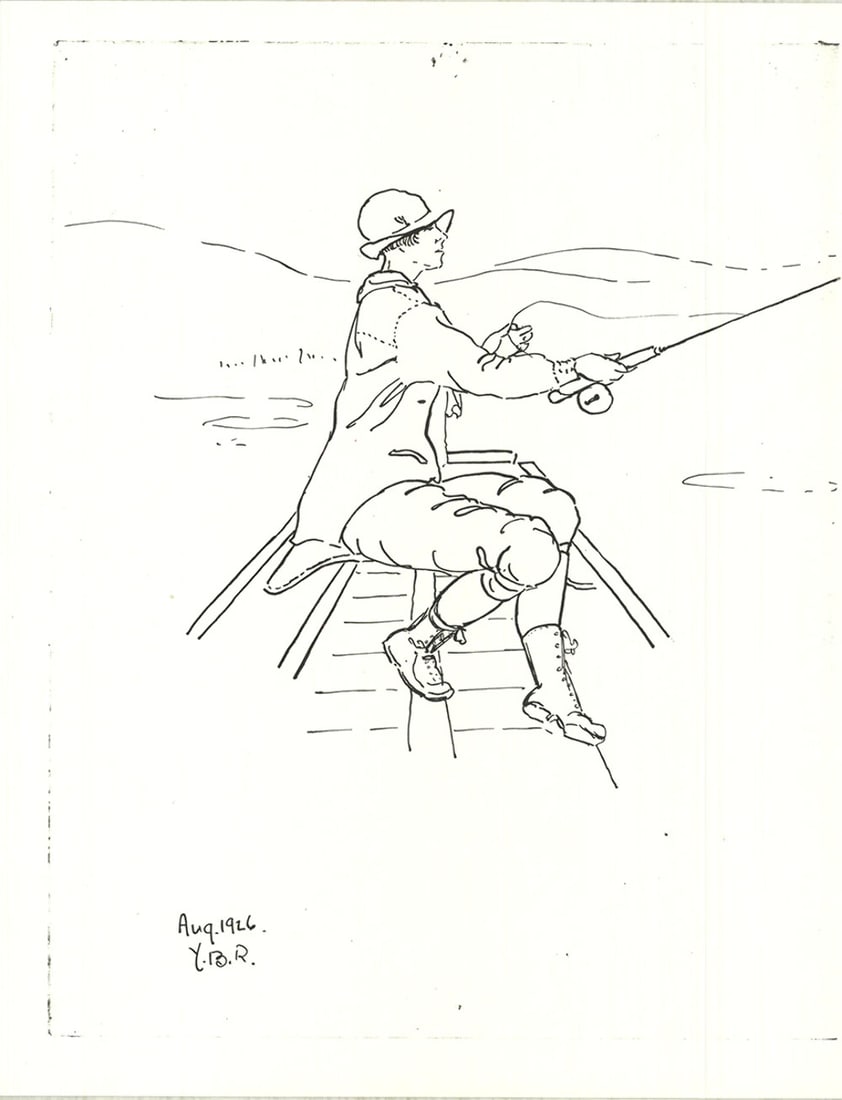 Contemporary YB ROBINSON Woman Fisherman 11" x 8.5" Lithograph 1926: Contemporary YB ROBINSON Woman Fisherman 11" x 8.5" Lithograph 1926 A rare and striking example of American art, YB Robinson's 1926 lithograph "Woman Fisherman" is a masterpiece of modernist