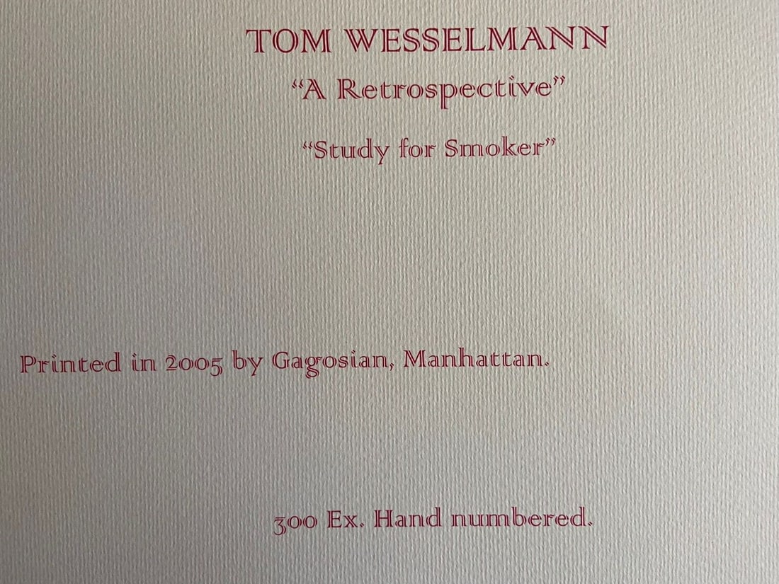 Published Tom Wesselmann Lithograph Numbered Op - 10