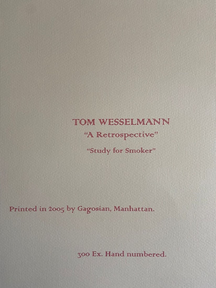 Published Tom Wesselmann Lithograph Numbered Op - 9