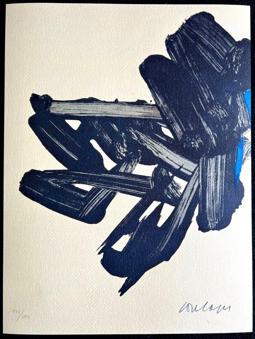 275ex Pierre Soulages Op Numbered: 275ex Pierre Soulages Op Numbered A stunning example of Pierre Soulages' signature style, the 275ex Op Numbered is a rare and highly sought-after print from this Italian artist. Created using bold,