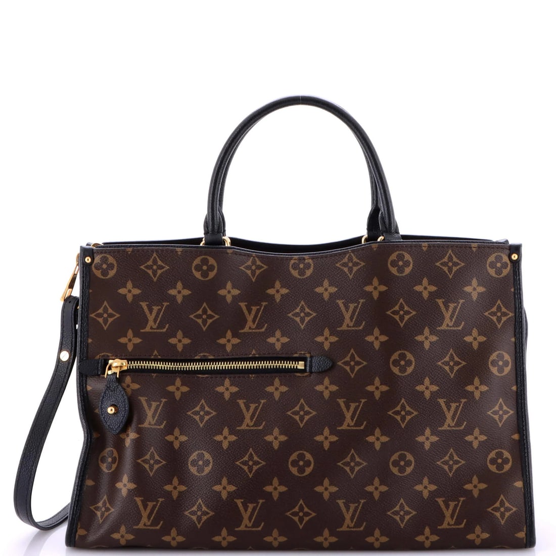 Louis Vuitton Popincourt NM Monogram Canvas Handbag with Leather MM: Louis Vuitton Popincourt NM Monogram Canvas Handbag with Leather MM Experience the timeless elegance of Louis Vuitton's iconic Popincourt NM handbag, boasting a rich brown monogram canvas exterior