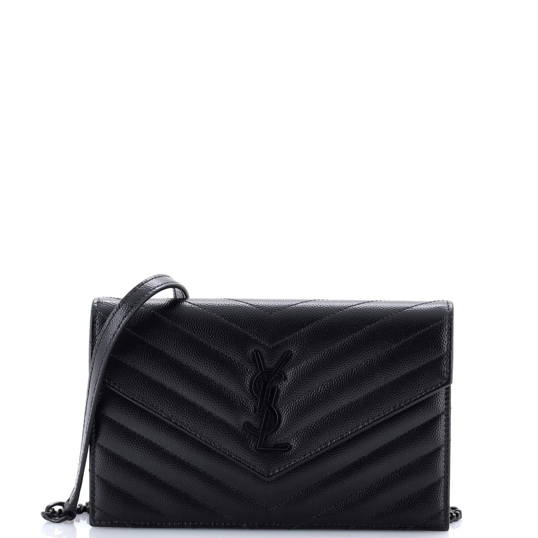 Saint Laurent Classic Monogram Wallet with Matelasse Chevron Leather and Chain: Saint Laurent Classic Monogram Wallet with Matelasse Chevron Leather and Chain The Saint Laurent Classic Monogram Wallet with Matelasse Chevron Leather and Chain is a timeless piece of luxury that
