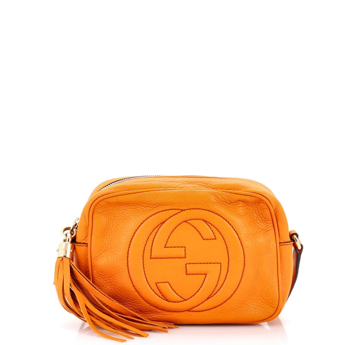 Gucci Soho Disco Small Leather Crossbody Bag: Gucci Soho Disco Small Leather Crossbody Bag Add a pop of vibrant orange to your evening look with the Gucci Soho Disco Small Leather Crossbody Bag, featuring sleek leather exterior and neutral interi