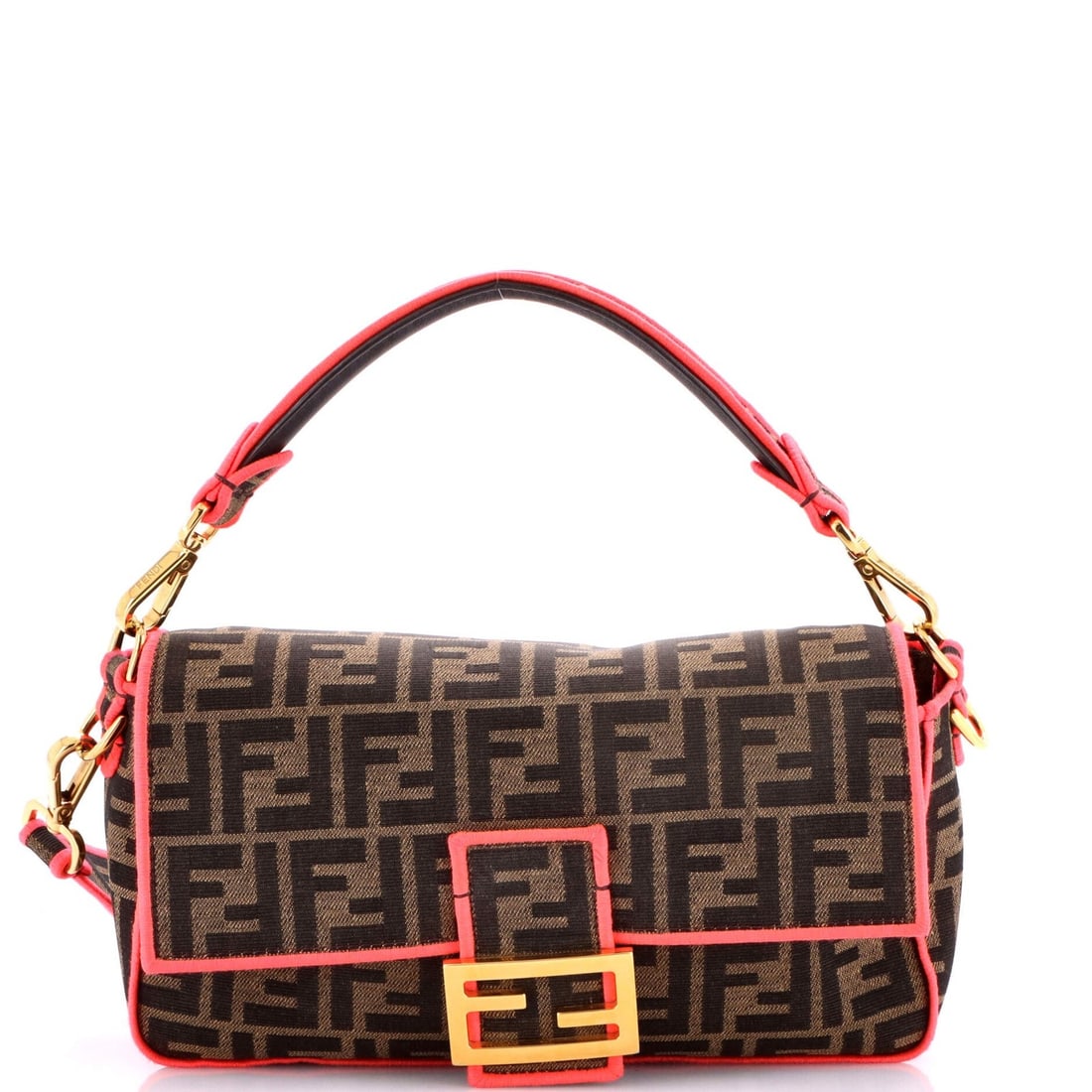 Fendi Baguette NM in Zucca Canvas Medium: Fendi Baguette NM in Zucca Canvas Medium The Fendi Baguette NM in Zucca Canvas Medium is a timeless and stylish shoulder bag, boasting a rich brown exterior with subtle canvas detailing. With its