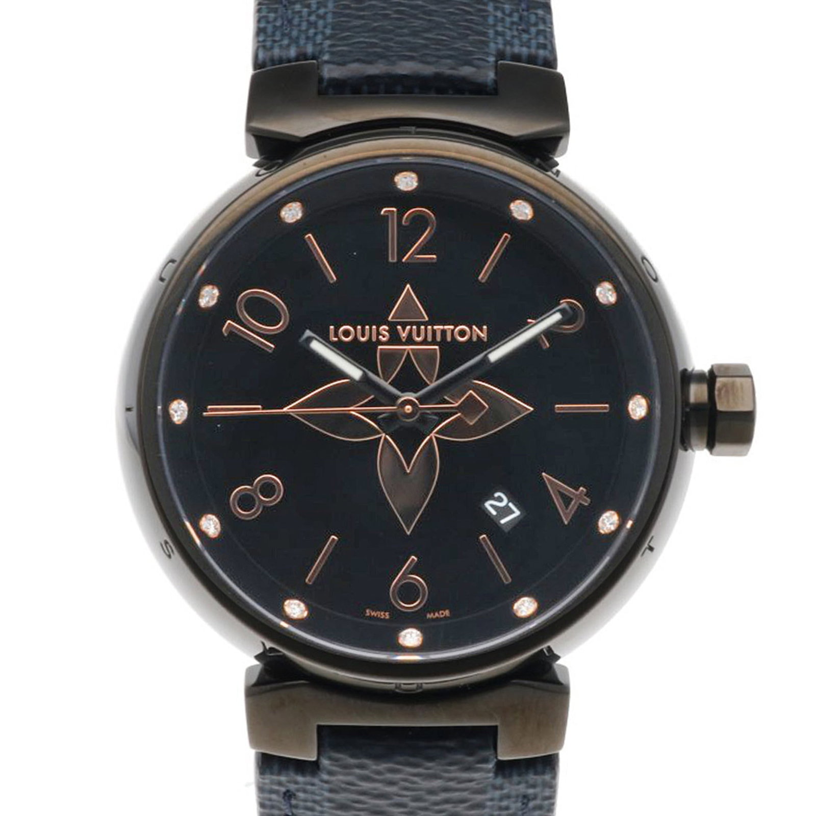 Wristwatch Louis Vuitton: Wristwatch Louis Vuitton A sleek and sophisticated timepiece, this Louis Vuitton wristwatch boasts a durable stainless steel case and a classic black dial, perfect for the modern gentleman who values