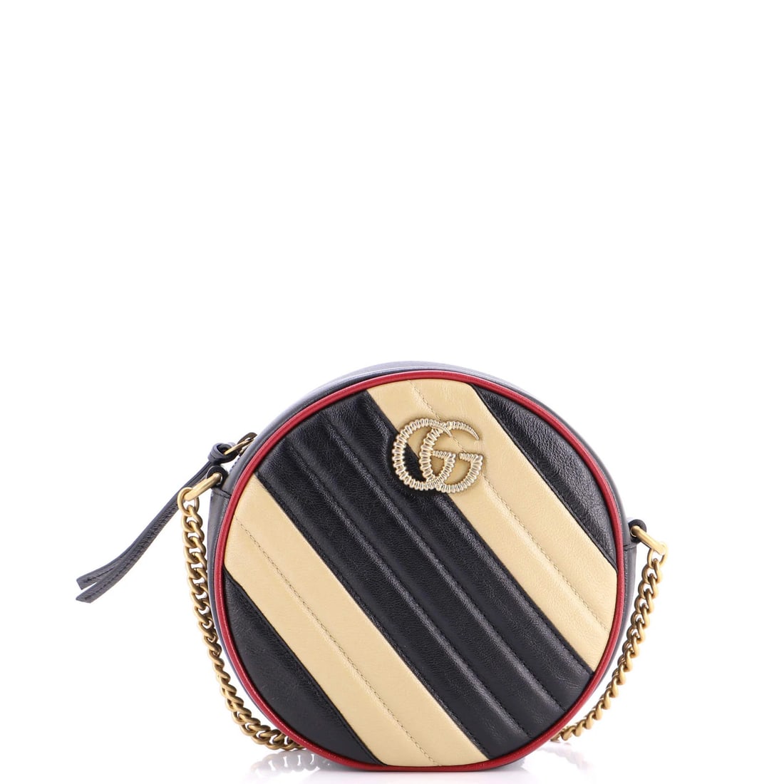 Gucci GG Marmont Mini Quilted Leather Round Shoulder Bag: Gucci GG Marmont Mini Quilted Leather Round Shoulder Bag Elevate your everyday style with the iconic Gucci GG Marmont Mini Quilted Leather Round Shoulder Bag, boasting a chic black leather exterior