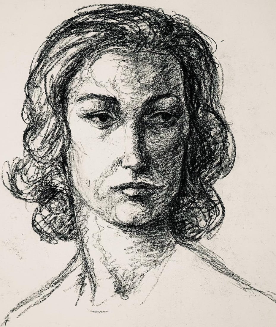 Ian Hornak, Renaissance Female Figure Study (1963), Original Drawing: Ian Hornak, Renaissance Female Figure Study (1963), Original Drawing A rare and intimate study of the female form, Ian Hornak's charcoal drawing from 1963 showcases his early artistic voice. Created