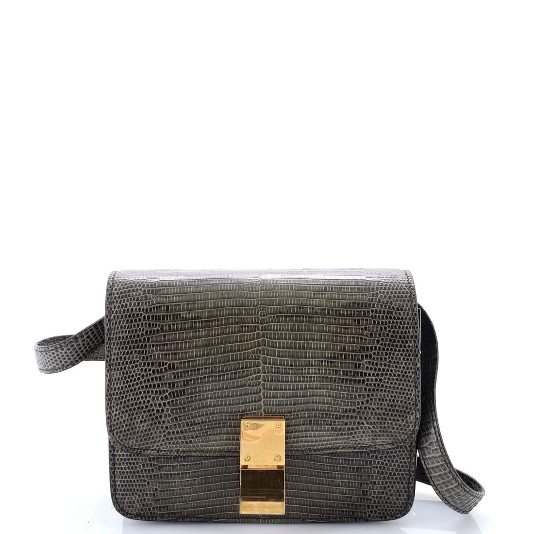 Celine Small Classic Box Bag in Lizard: Celine Small Classic Box Bag in Lizard Experience the understated elegance of the Celine Small Classic Box Bag in Lizard, a timeless piece that exudes sophistication with its exotic green exterior
