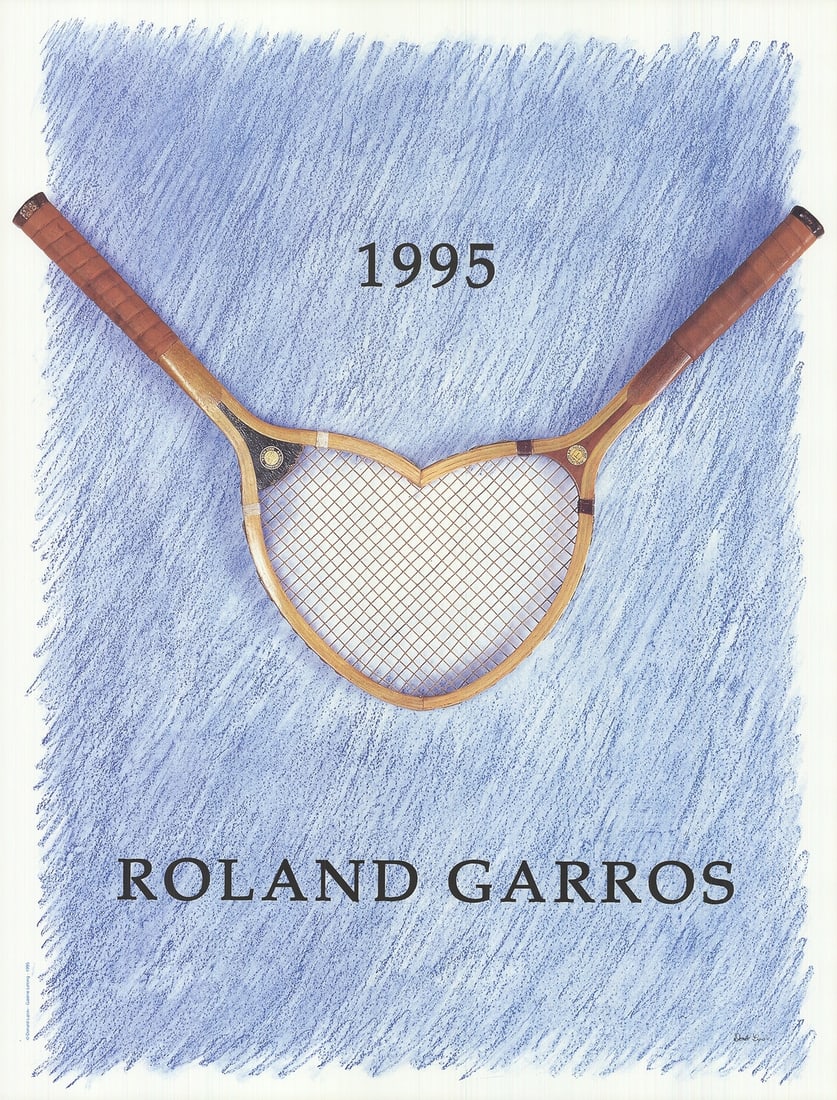 Roland Garros French Open 1995 Poster - 29.5" x 22.75: Roland Garros French Open 1995 Poster - 29.5" x 22.75 Own a piece of tennis history with this iconic 1995 Roland Garros French Open poster, created by renowned artist Donald Lipski in modern/contempor