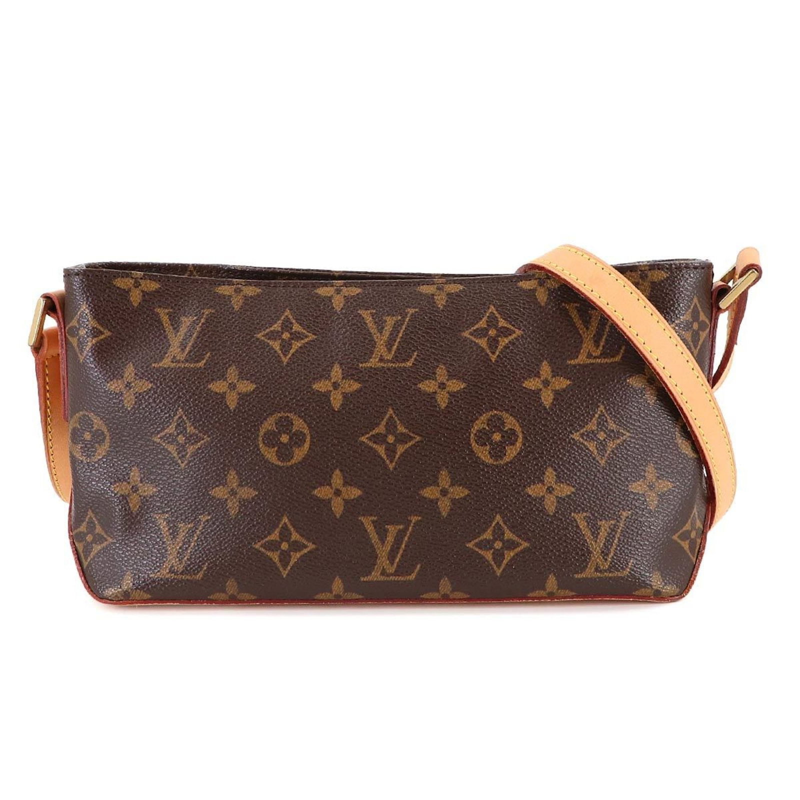 Louis Vuitton Monogram Shoulder Bag: Louis Vuitton Monogram Shoulder Bag Experience the timeless elegance of Louis Vuitton with this stunning Monogram Shoulder Bag, boasting the iconic interlocking LV monogram pattern in rich brown hues.