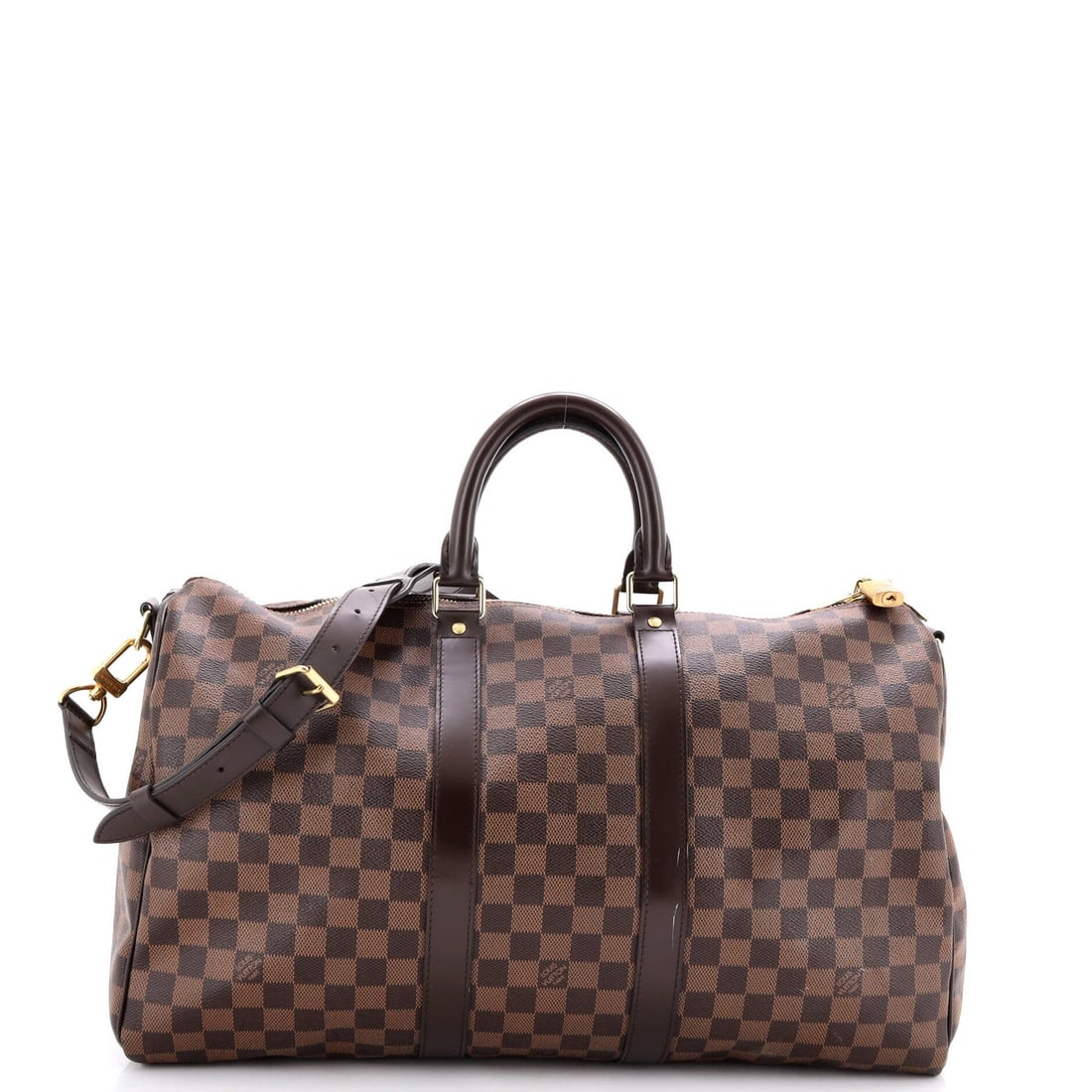 Louis Vuitton Keepall Bandouliere Bag - Damier 45: Louis Vuitton Keepall Bandouliere Bag - Damier 45 A quintessential Louis Vuitton classic, the Keepall Bandouliere Bag in Damier 45 is a timeless piece of luxury travel. With its signature
