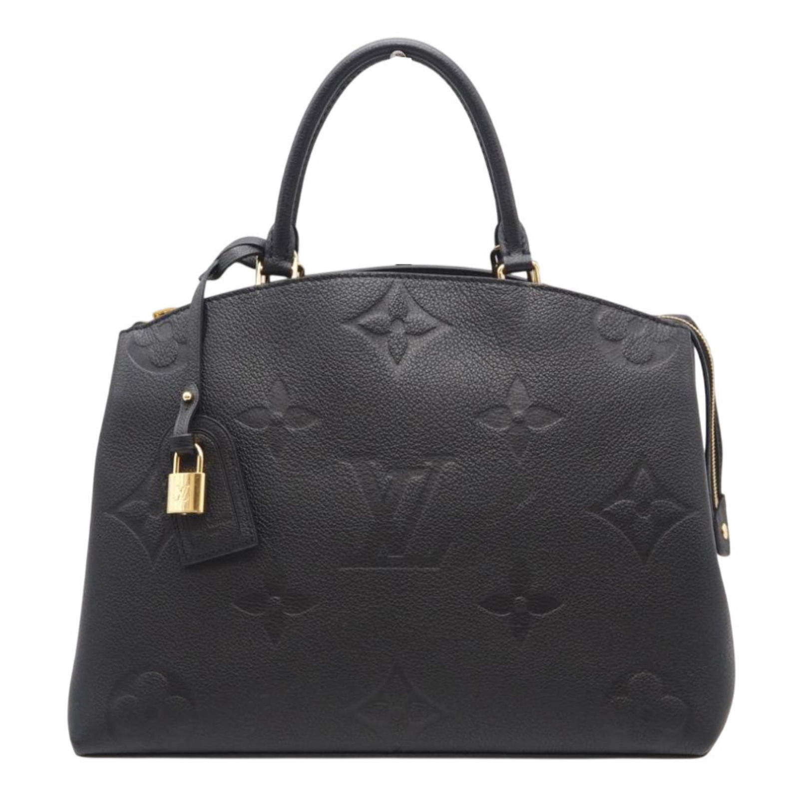Louis Vuitton Leather Handbag: Louis Vuitton Leather Handbag A sleek and sophisticated Louis Vuitton leather handbag, crafted from high-quality calf leather in rich black, this timeless piece exudes classic elegance with its iconic