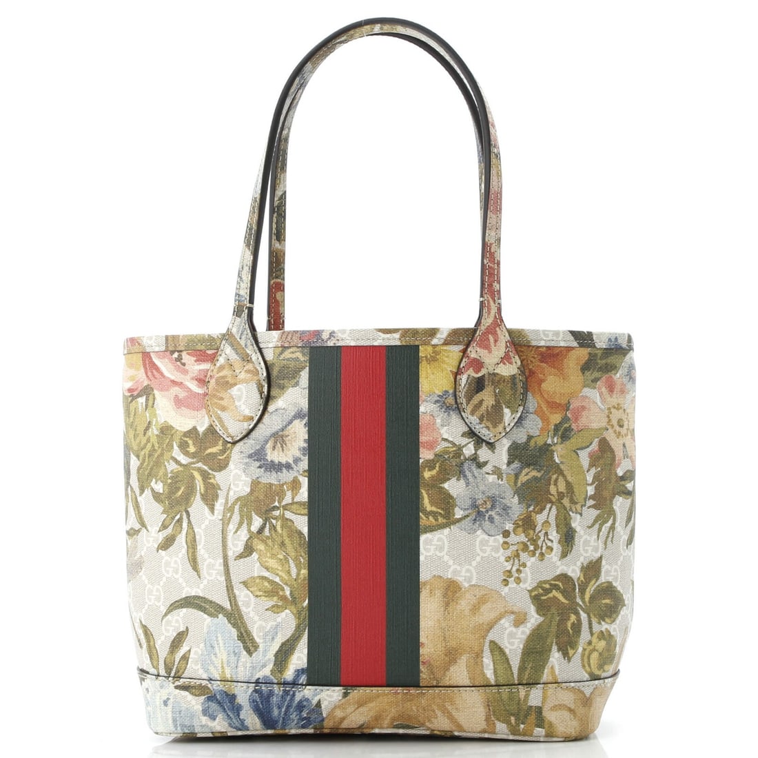 Medium Gucci Ophidia Tote Water Flora GG Coated Canvas: Medium Gucci Ophidia Tote Water Flora GG Coated Canvas The iconic Gucci Ophidia Tote Water Flora GG Coated Canvas is a vibrant and eye-catching accessory that adds a pop of personality to any outfit.