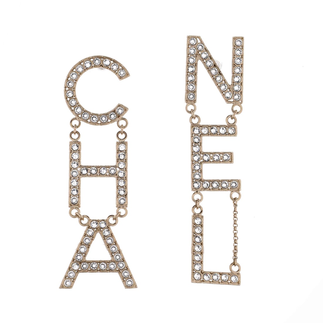 Crystals Chanel CHA-NEL Drop Earrings Metal with: Crystals Chanel CHA-NEL Drop Earrings Metal with Add a touch of luxury to your everyday look with these stunning Chanel CHA-NEL drop earrings, featuring intricate crystal details that catch the light