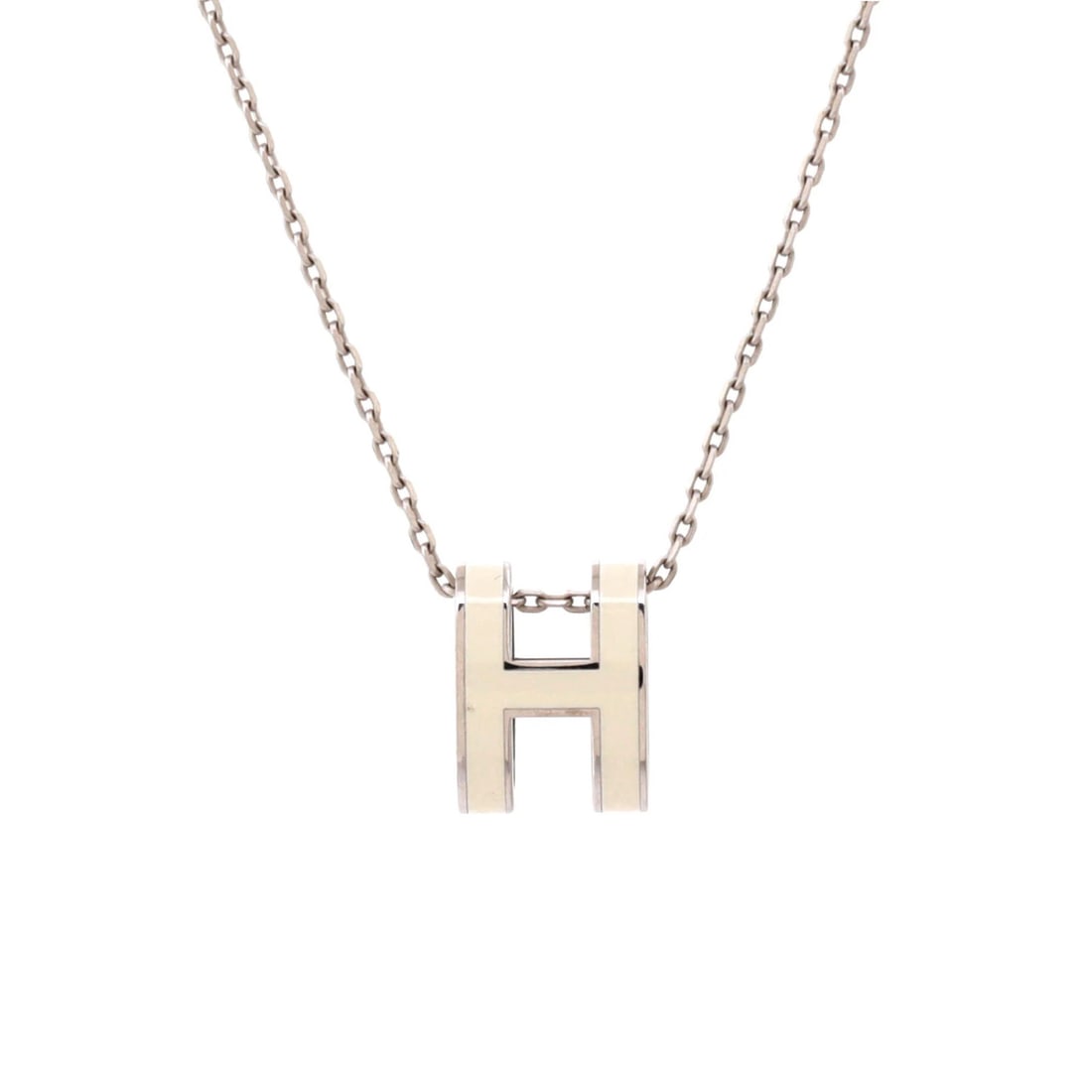 Hermes Mini Pop H Pendant Chain Necklace in Metal & Enamel (1 of 3)