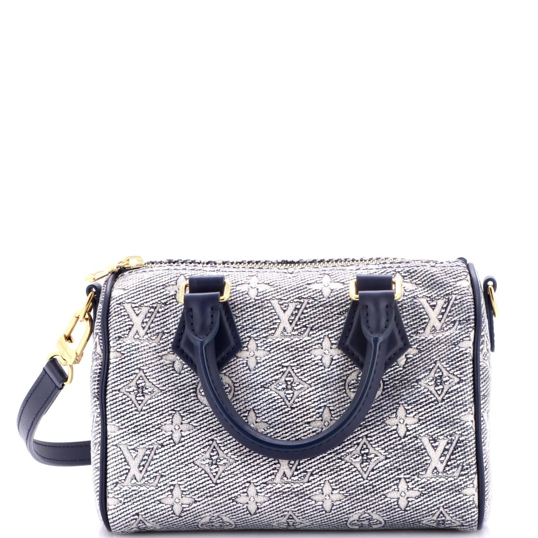 20 Louis Vuitton Speedy Bandouliere Bag Monoglam Jacquard Canvas: 20 Louis Vuitton Speedy Bandouliere Bag Monoglam Jacquard Canvas A stunning Louis Vuitton Speedy Bandouliere Bag in sleek blue monoglam jacquard canvas, this timeless top handle bag boasts the iconic