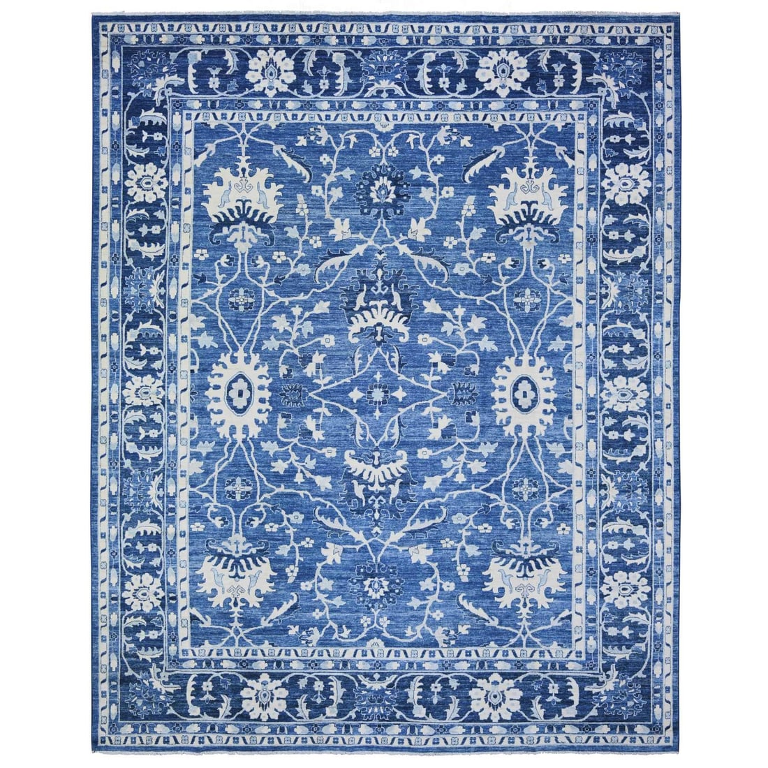 Rug 11'8"x14'4"Sapphire Blue Wool Hand Knotted Finer Peshawar Oriental: Rug 11'8"x14'4"Sapphire Blue Wool Hand Knotted Finer Peshawar Oriental Experience the rich beauty of Afghan craftsmanship with this stunning Sapphire Blue Wool Hand Knotted Peshawar Oriental rug, meas