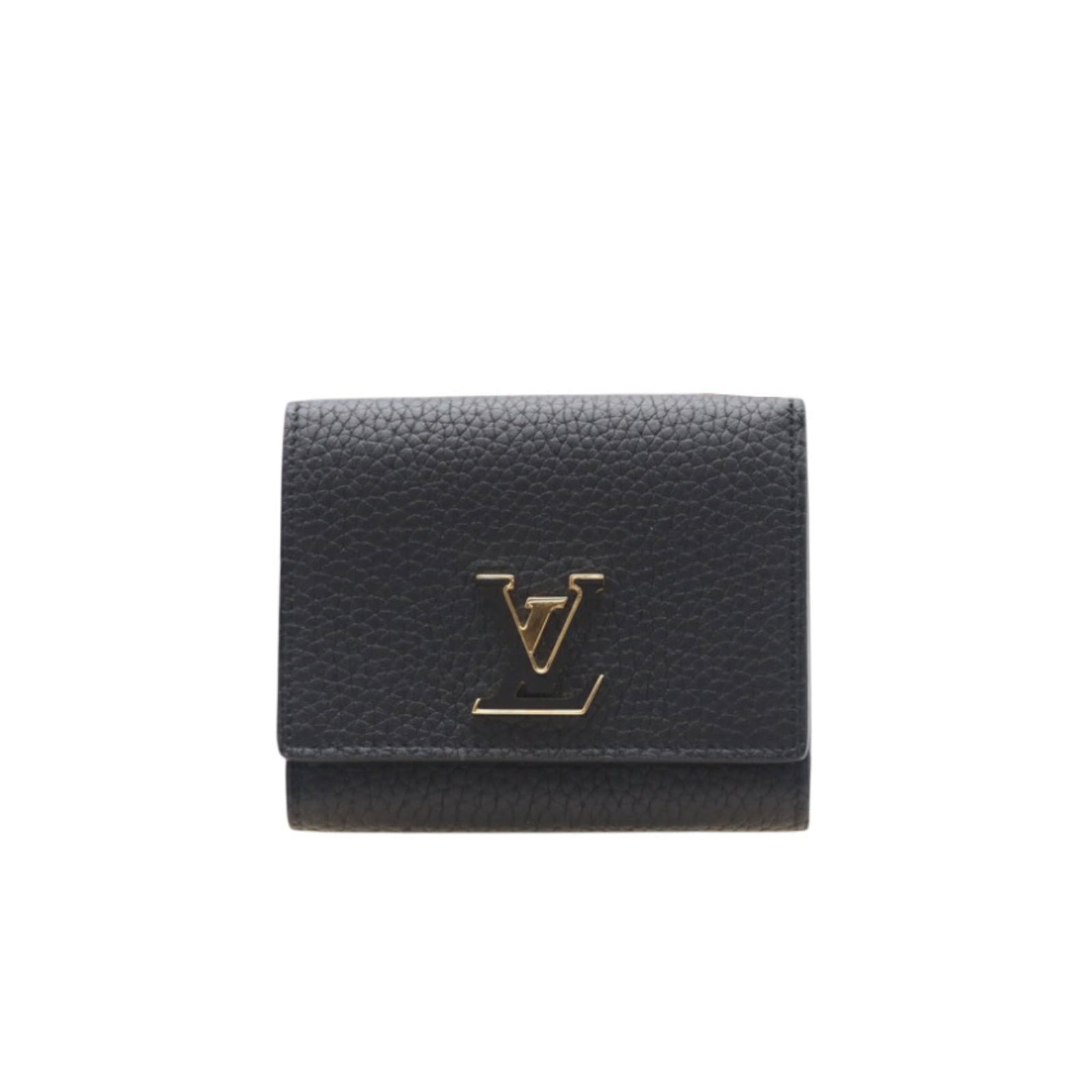 Louis Vuitton Bi-Fold Leather Wallet: Louis Vuitton Bi-Fold Leather Wallet A sleek and sophisticated bi-fold leather wallet from Louis Vuitton, crafted with premium Taurillon leather and boasting a classic black finish. With its timeless